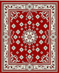Deep Red Cream Ornate Bloom Rug