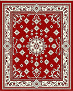 Deep Red Cream Ornate Bloom Rug