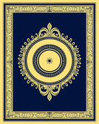 Gold Floral Medallion Navy Yellow Rug