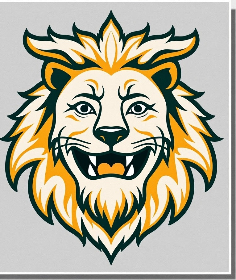 Bold Yellow Lion Roaring Graphic Rug