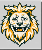 Bold Yellow Lion Roaring Graphic Rug