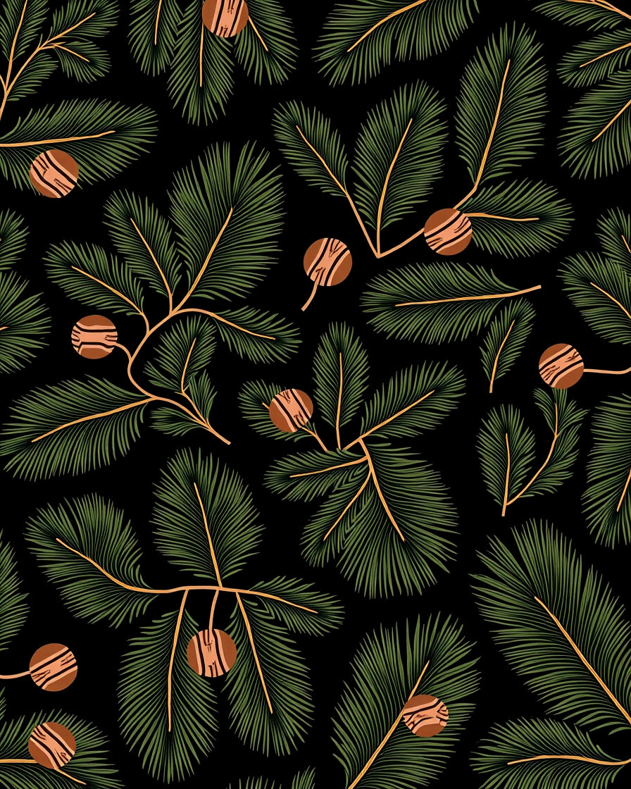 Evergreen Pine Conifer Foliage Garland Rug