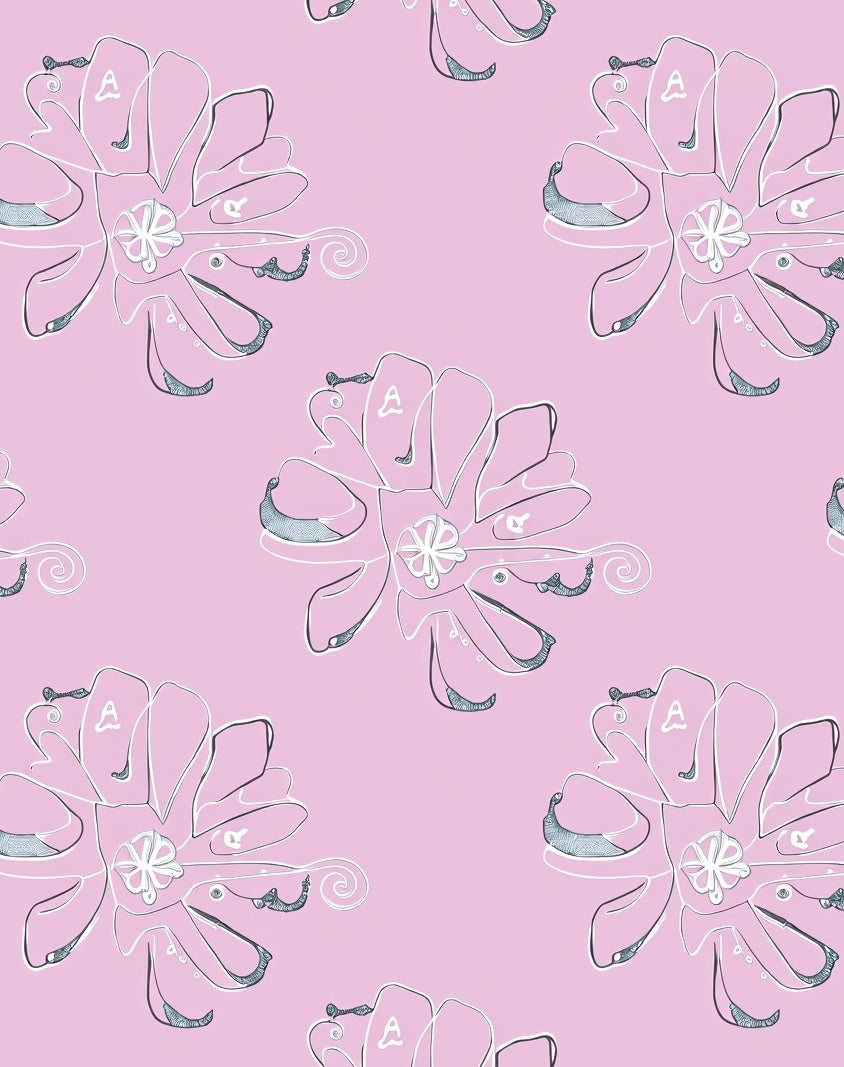 Pastel Pink Outline Flower Repeat Rug