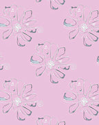 Pastel Pink Outline Flower Repeat Rug