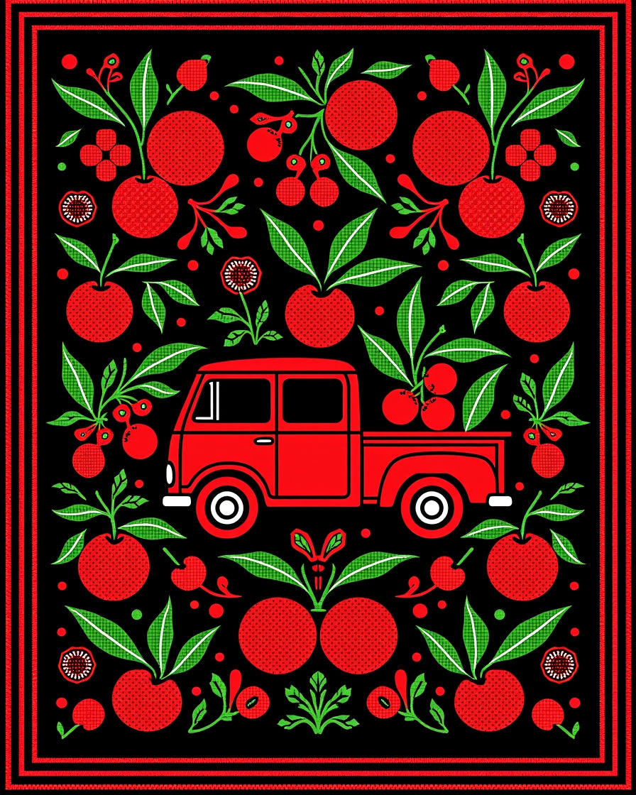 Red Truck Cherry Grove Art Rug