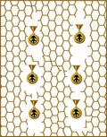 Golden Hexagon with Peace Medallions Rug
