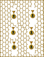 Golden Hexagon with Peace Medallions Rug