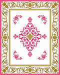 Pink Gold Floral Scrolled Border Rug