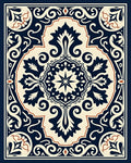 Classic Navy Floral Medallion Rug