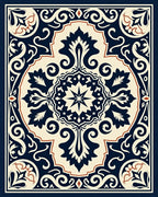 Classic Navy Floral Medallion Rug