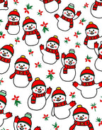 Festive Snowman Red Floral Yuletide Companions Rug