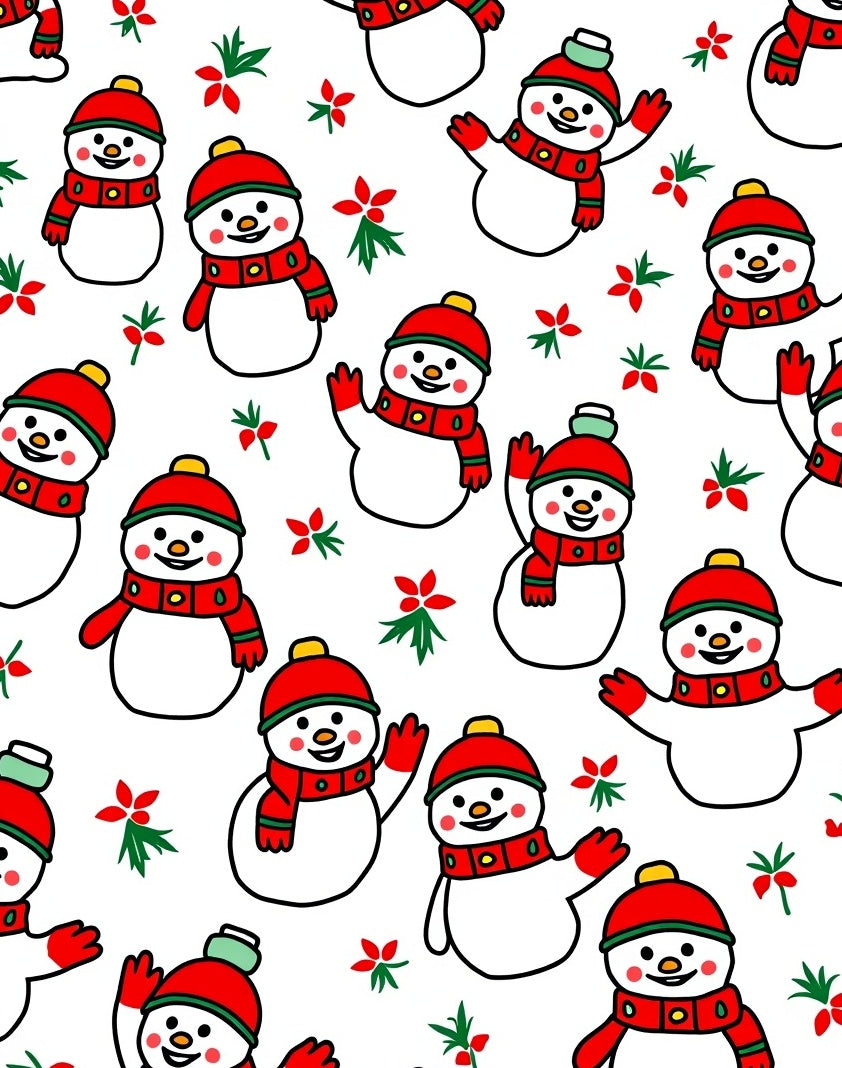 Festive Snowman Red Floral Yuletide Companions Rug