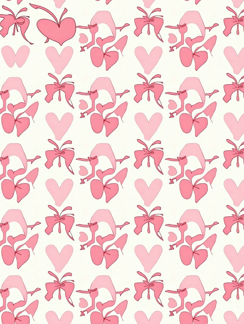 Pink Hearts and Bows Repeating Pattern Rug