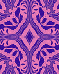 Pink Amorphous Swirls on Indigo Rug