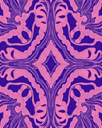 Pink Amorphous Swirls on Indigo Rug