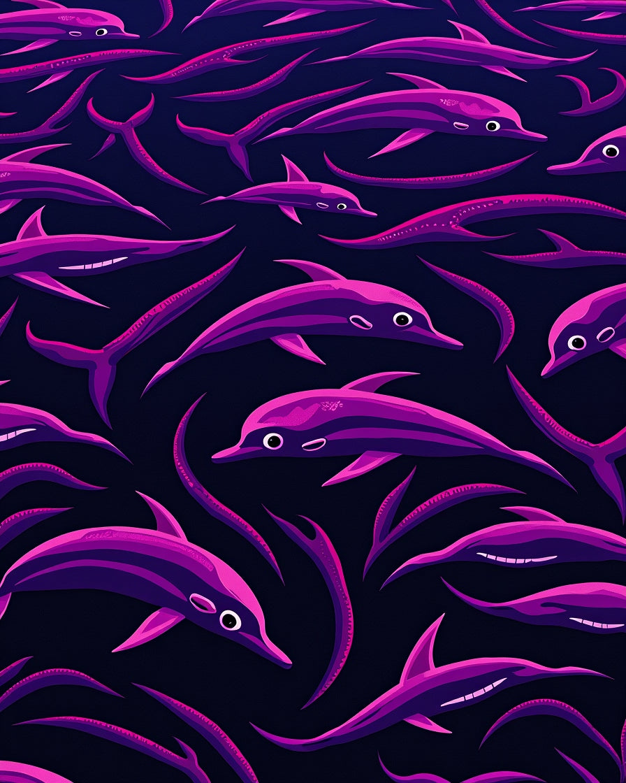 Vibrant Pink Dolphin Ocean Swirl Rug