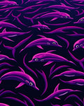 Vibrant Pink Dolphin Ocean Swirl Rug