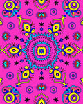 Vibrant Pink Psychedelic Floral Medallion Rug