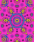 Vibrant Pink Psychedelic Floral Medallion Rug