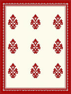 Scarlet Damask Border Cream Field Rug