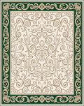 Emerald Green Gold Scrollwork Medallion Rug