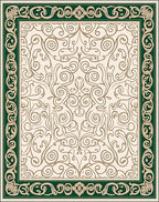 Emerald Green Gold Scrollwork Medallion Rug