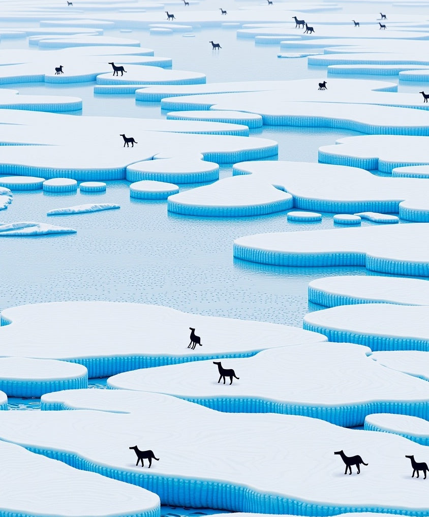 Arctic Ice Floes Black Canine Scape Rug