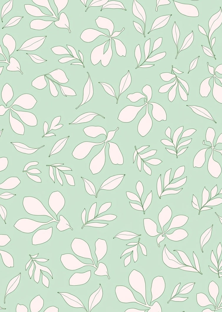 Soft Pink Foliage Mint Background Rug