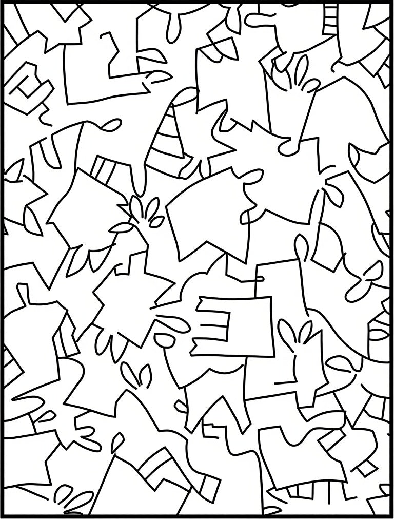 Abstract Black and White Continuous Line Rug