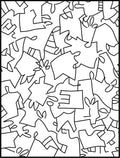 Abstract Black and White Continuous Line Rug