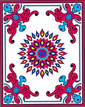 Vibrant Magenta Blue Sunburst Medallion Rug