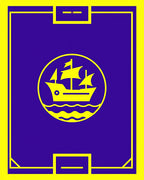 Royal Blue Yellow Sailing Ship Emblem Rug