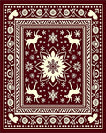 Crimson Reindeer Snowflake Folk Art Rug