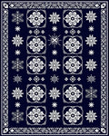 Deep Blue White Floral Snowflake Harmony Rug