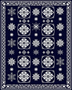 Deep Blue White Floral Snowflake Harmony Rug