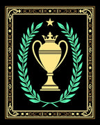 Golden Crowned Trophy Laurel Wreath Rug