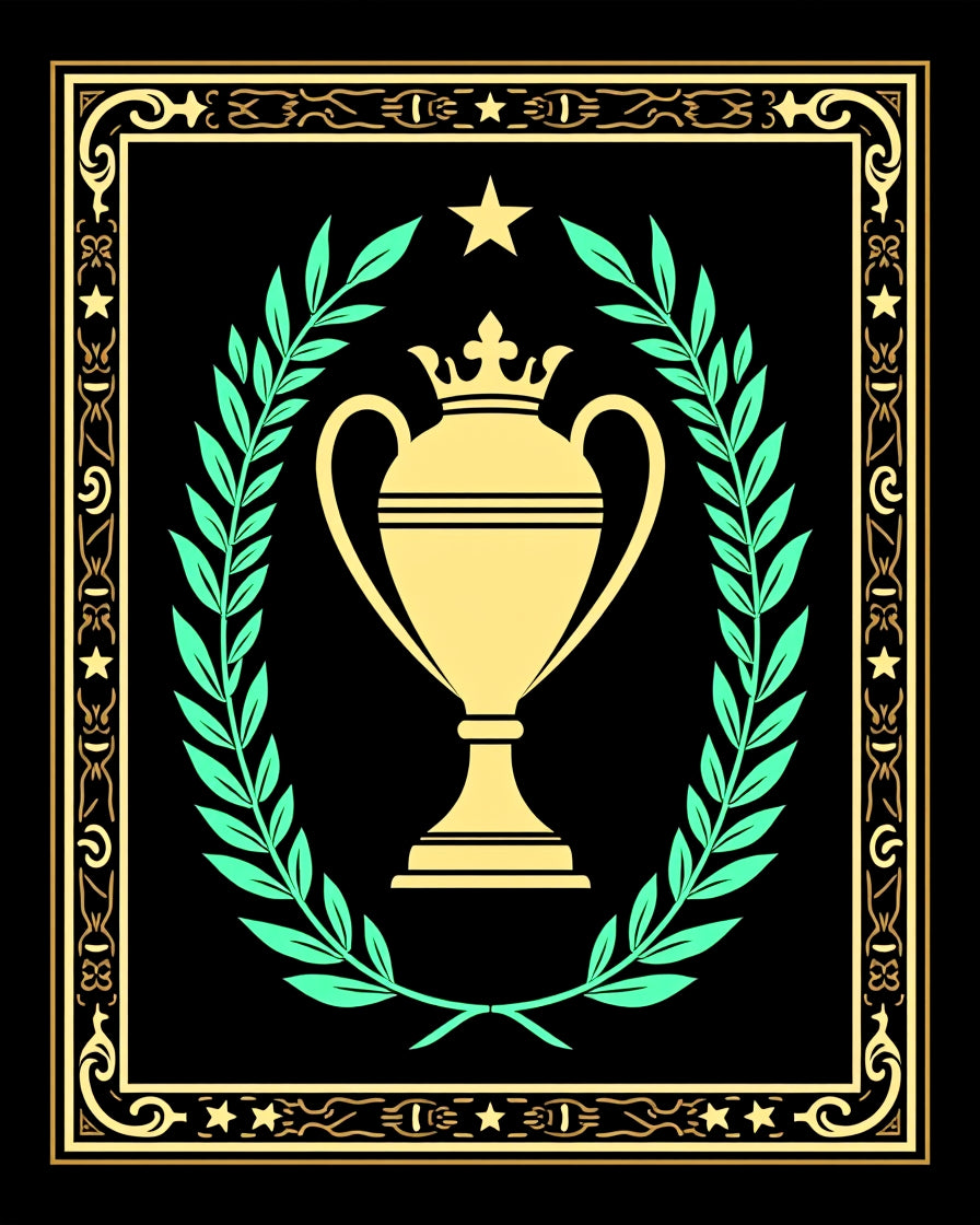 Golden Crowned Trophy Laurel Wreath Rug