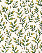 Green Yellow Leafy Branches Repeating Rug