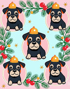 Cute Puppy With Orange Hat Garland Rug