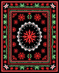 Bold Red Black Floral Mandala Rug