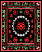 Bold Red Black Floral Mandala Rug