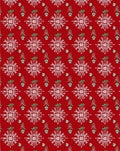 Red Snowflake Festive Leaf Medallion Rug