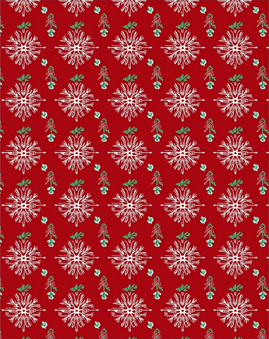 Red Snowflake Festive Leaf Medallion Rug