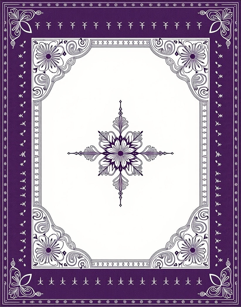 Deep Purple Floral Medallion Frame Rug