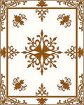 Golden Brown Floral Scrollwork Frame Rug