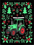Green Tractor Red Berry Garland Rug