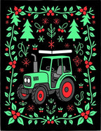 Green Tractor Red Berry Garland Rug