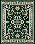 Dark Emerald Floral Medallion Border Rug
