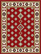 Crimson Diamond Medallion Bordered Rug