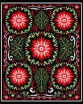 Bold Red Green Starburst Medallion Rug